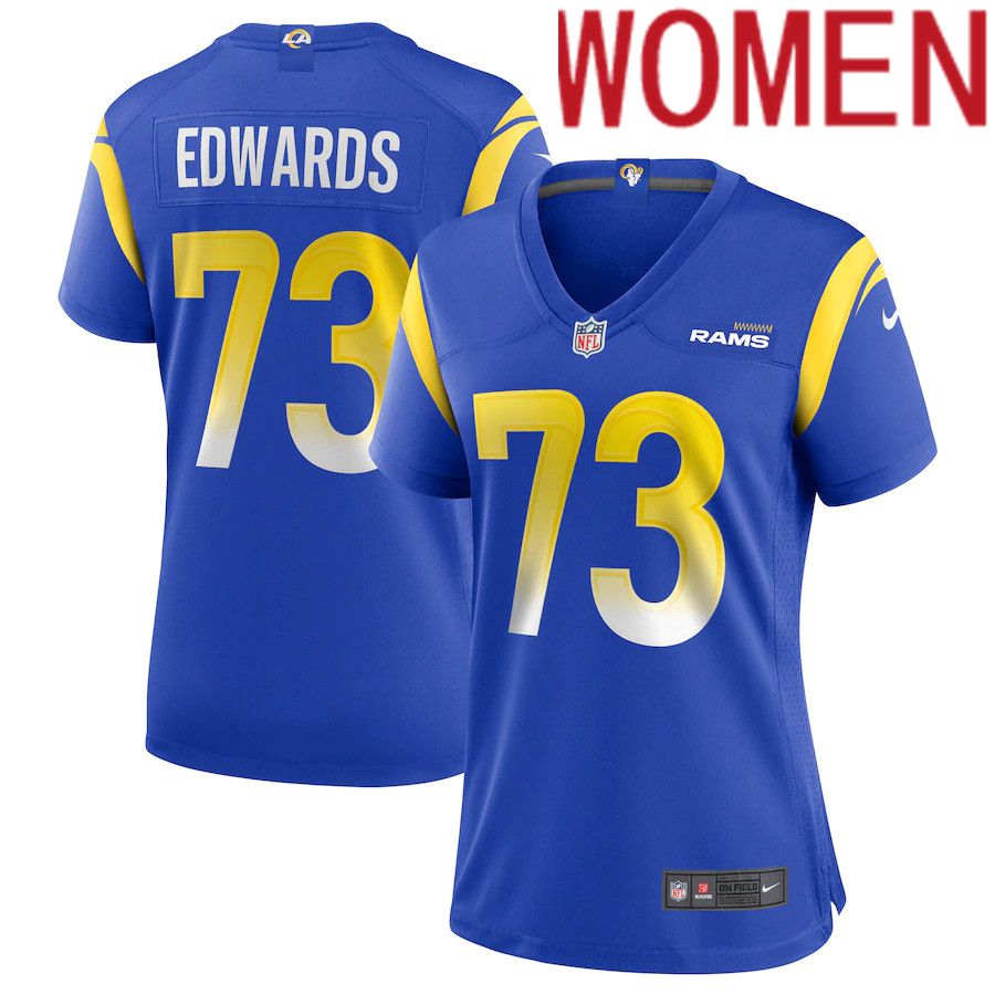 Women Los Angeles Rams 73 David Edwards Nike Royal Game NFL Jersey
